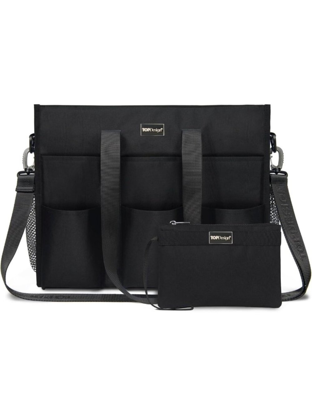 Utility Water Resistant Tote Bag - 22 Pockets, Zipper Closure, Perfect for